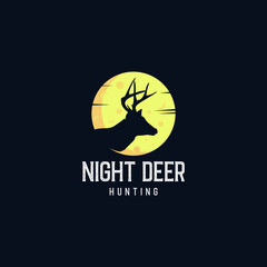 Night deer hunting logo simple inspiration