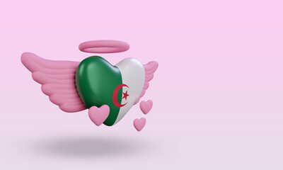 3d valentine love Algeria flag rendering left view