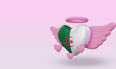 3d valentine love Algeria flag rendering right view