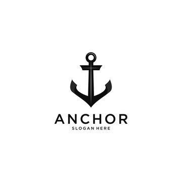 marine ship anchor logo design vector silhouette