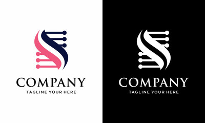 letter s dna logo icon vector designs template. on a black and white background.