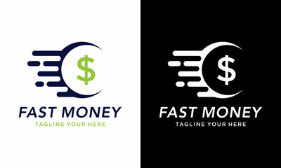 Illustration vector graphic of fast cash money for finance professional business logo design template. on a black and white background.