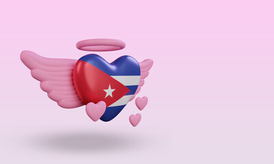 3d valentine love Cuba flag rendering left view