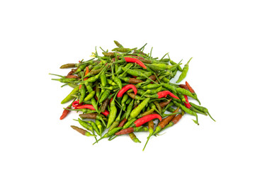 Heap of Bird's Eye Chilli isolated on white background