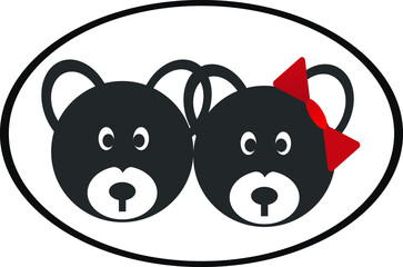 two panda head icon vector