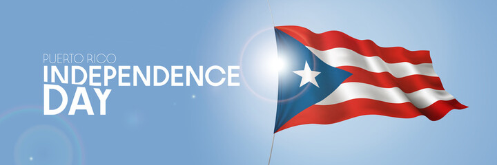 Puerto Rico happy independence day greeting card, banner with template text vector illustration