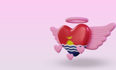 3d valentine love Kiribati flag rendering right view