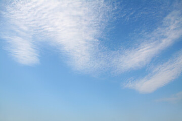 Fototapeta premium Tender blue sky with white clouds. Background design.