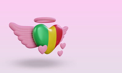 3d valentine love Mali flag rendering left view