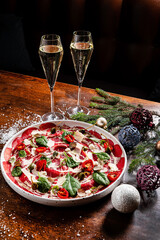 Christmas beef carpaccio with beef