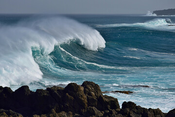 Beautiful ocean waves. Lanzarote, Spain.