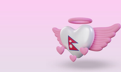 3d valentine love Nepal flag rendering right view