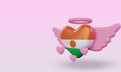 3d valentine love Niger flag rendering right view