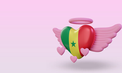 3d valentine love Senegal flag rendering right view