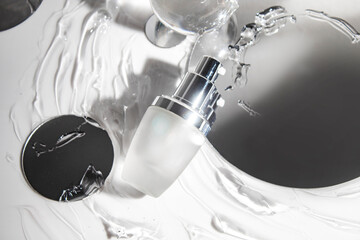 background, cosmetic makeup bottle lotion foundation primer cream product with beauty fashion...