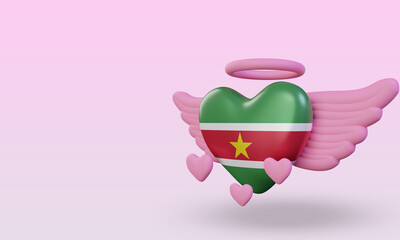 3d valentine love Suriname flag rendering right view