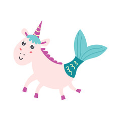 Obraz na płótnie Canvas Capricorn zodiac sign Unicorn with a fish tail animal character