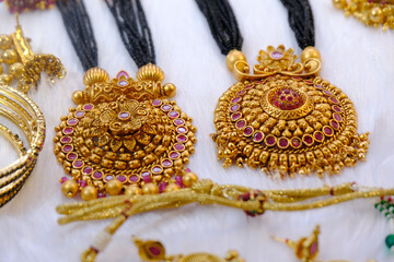 Ethnic traditional Indian Gold jewellery, art jewellery.
