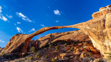 Arches National Park with Landscape Arch and blue sky