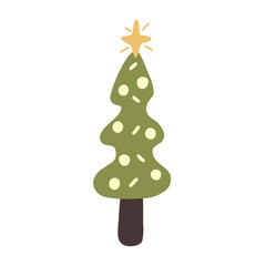 Christmas tree with toys and star