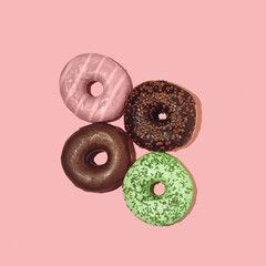 Donuts on Powder Pink background