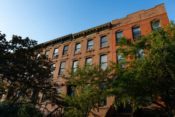 Fototapeta na wymiar Row of Old Residential Buildings in Carroll Gardens Brooklyn of New York City