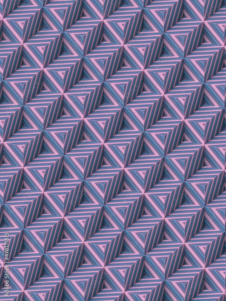 Poster Orthographic projection of rectangles covered with multicolored striped texture. 3d rendering digital illustration