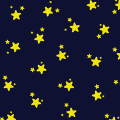 Cute night sky seamless pattern background with stars for babies and kids. Sweet dreams. illustration.	

