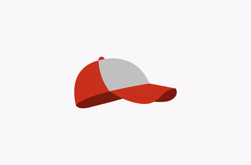 Color image of red children's baseball cap. Summer headdress. Male clothing. Vector illustration for kids.