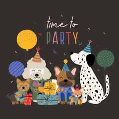  birthday card with funny dogs and gifts
- 478173202