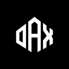 OAX letter logo design with polygon shape. OAX polygon and cube shape logo design. OAX hexagon vector logo template white and black colors. OAX monogram, business and real estate logo.