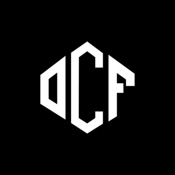 OCF letter logo design with polygon shape. OCF polygon and cube shape logo design. OCF hexagon vector logo template white and black colors. OCF monogram, business and real estate logo.