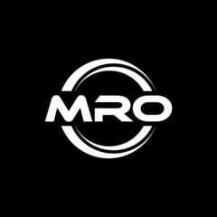 MRO letter logo design with black background in illustrator, vector logo modern alphabet font overlap style. calligraphy designs for logo, Poster, Invitation, etc. - obrazy, fototapety, plakaty