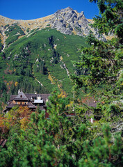Shelter in Morskie Oko, (Sea Eye Shelter), Tatra Mountains, Tatra National Park - October, 2010,...