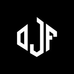 OJF letter logo design with polygon shape. OJF polygon and cube shape logo design. OJF hexagon vector logo template white and black colors. OJF monogram, business and real estate logo.