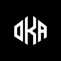 OKA letter logo design with polygon shape. OKA polygon and cube shape logo design. OKA hexagon vector logo template white and black colors. OKA monogram, business and real estate logo.