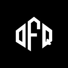 OFQ letter logo design with polygon shape. OFQ polygon and cube shape logo design. OFQ hexagon vector logo template white and black colors. OFQ monogram, business and real estate logo.