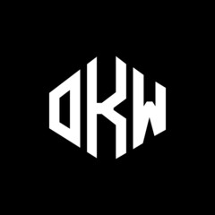 OKW letter logo design with polygon shape. OKW polygon and cube shape logo design. OKW hexagon vector logo template white and black colors. OKW monogram, business and real estate logo.