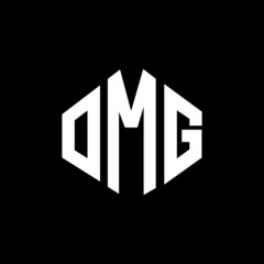 OMG letter logo design with polygon shape. OMG polygon and cube shape logo design. OMG hexagon vector logo template white and black colors. OMG monogram, business and real estate logo.