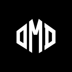 OMD letter logo design with polygon shape. OMD polygon and cube shape logo design. OMD hexagon vector logo template white and black colors. OMD monogram, business and real estate logo.