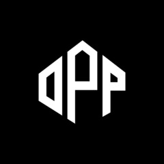 OPP letter logo design with polygon shape. OPP polygon and cube shape logo design. OPP hexagon vector logo template white and black colors. OPP monogram, business and real estate logo.