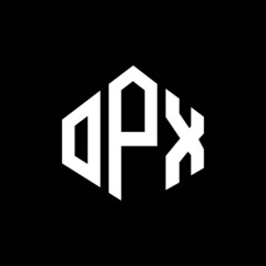 OPX letter logo design with polygon shape. OPX polygon and cube shape logo design. OPX hexagon vector logo template white and black colors. OPX monogram, business and real estate logo.