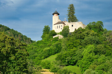 Birseck Castle near Arlesheim, Basel-Country, Switzerland. The sky is still cloudy, but the sun is shining.