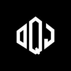OQJ letter logo design with polygon shape. OQJ polygon and cube shape logo design. OQJ hexagon vector logo template white and black colors. OQJ monogram, business and real estate logo.