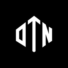 OTN letter logo design with polygon shape. OTN polygon and cube shape logo design. OTN hexagon vector logo template white and black colors. OTN monogram, business and real estate logo.