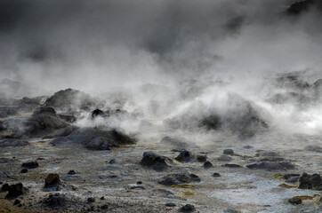 Iceland, Europe, Hervir Geyser Valley enters the Golden Ring of the Iceland tourist route, amazing and unearthly landscape
