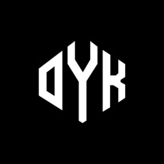 OYK letter logo design with polygon shape. OYK polygon and cube shape logo design. OYK hexagon vector logo template white and black colors. OYK monogram, business and real estate logo.