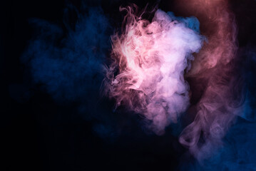 Blue and pink steam on a black background.