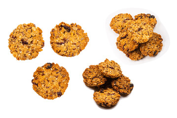 Granola cookies isolated on white background.