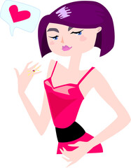 A young woman brags about her wedding ring